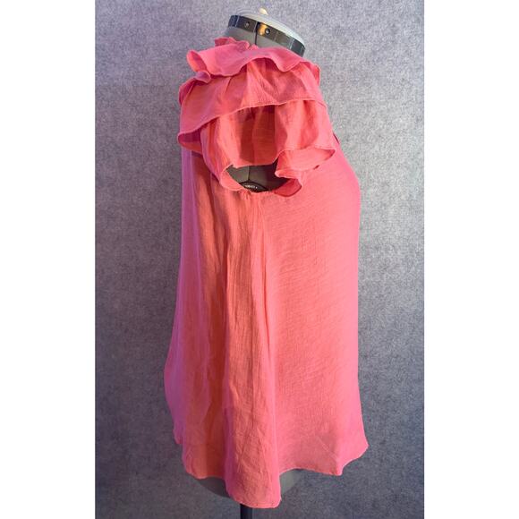 Nanette Lepore Pink Tiered Sleeve Top, Women’s Size S, Ruffled Short Sleeves - Picture 6 of 10